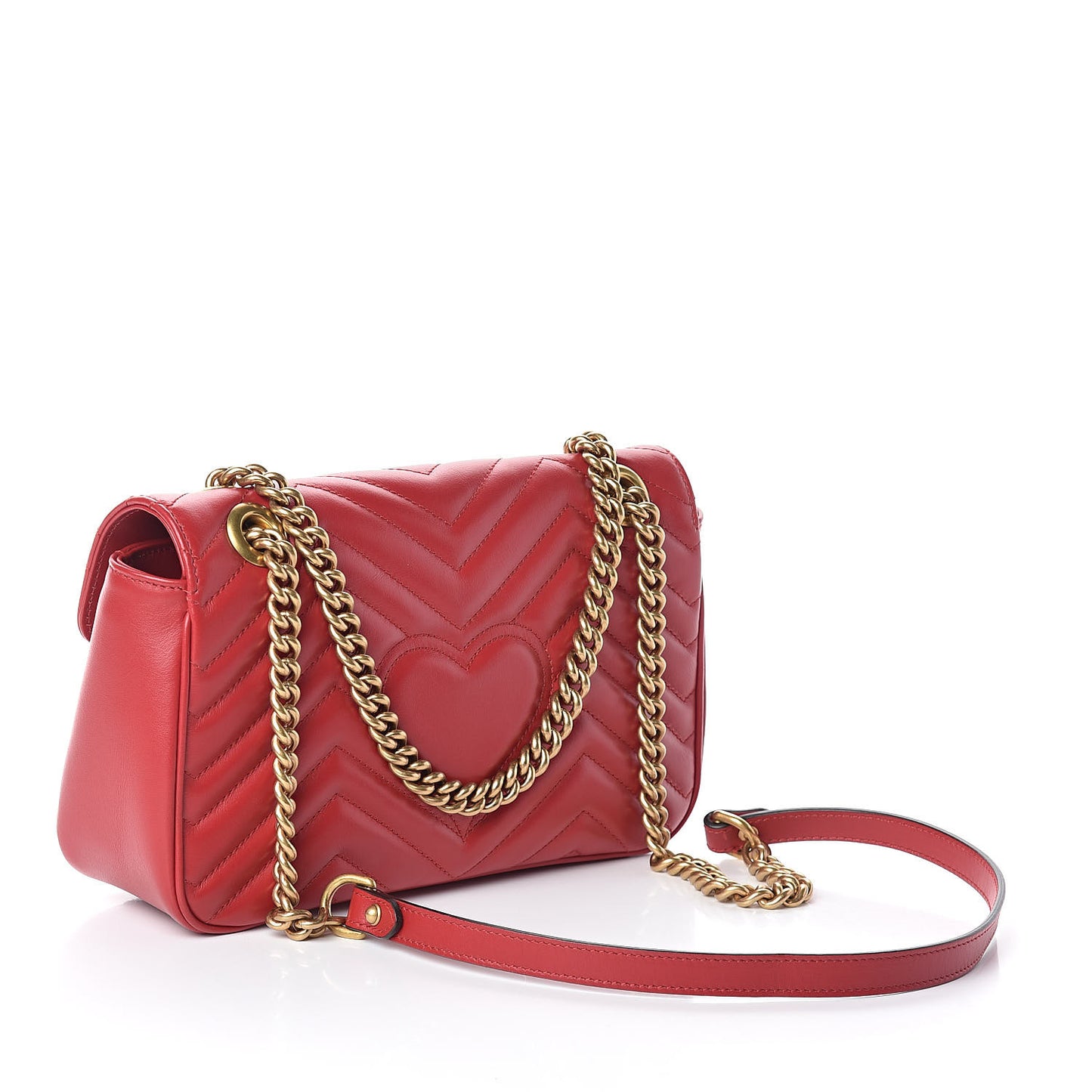 Calfskin Matelasse Small GG Marmont Shoulder Bag Hibiscus Red