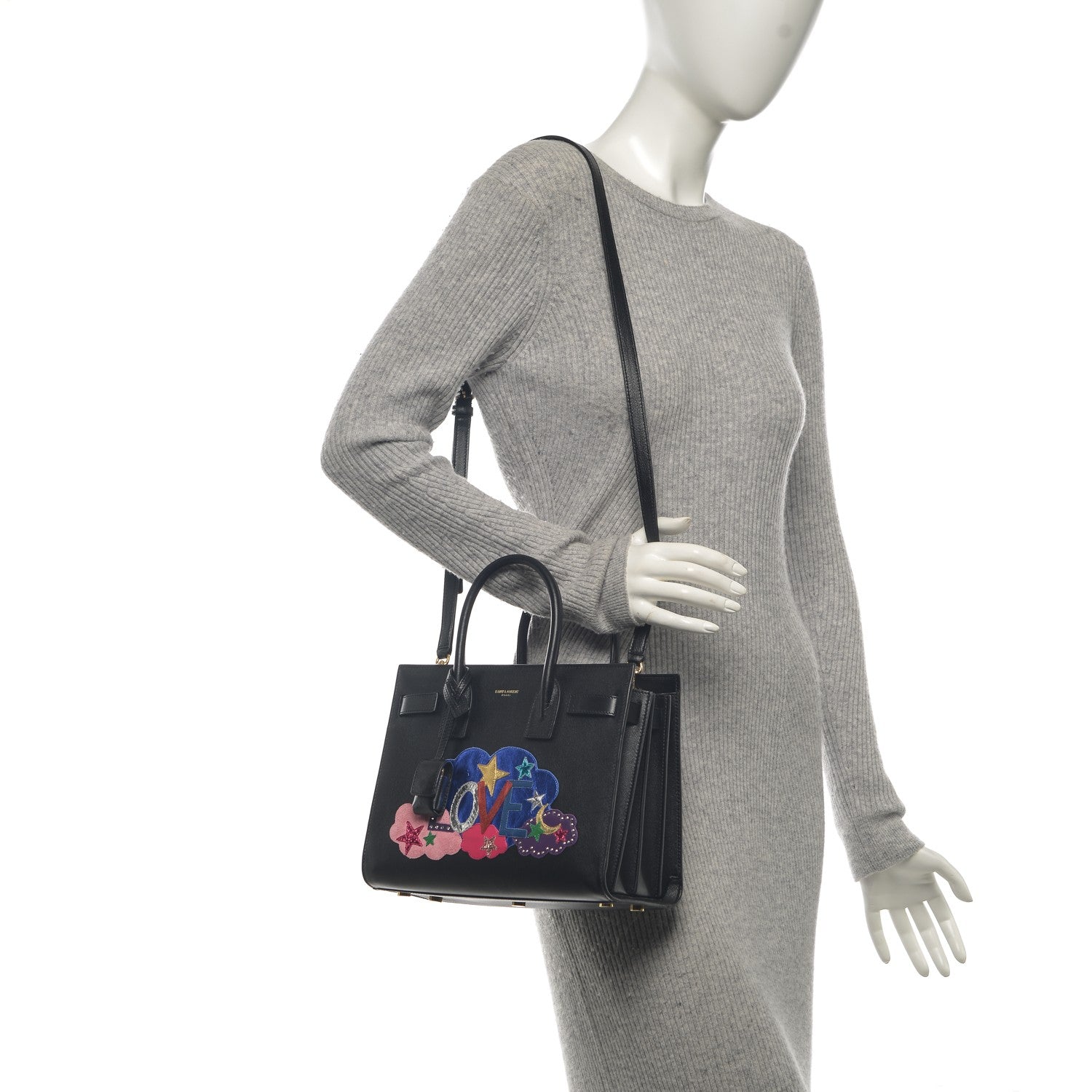 Saint Laurent Calfskin Love Patchwork Baby Sac De Jour Black 2 of 8