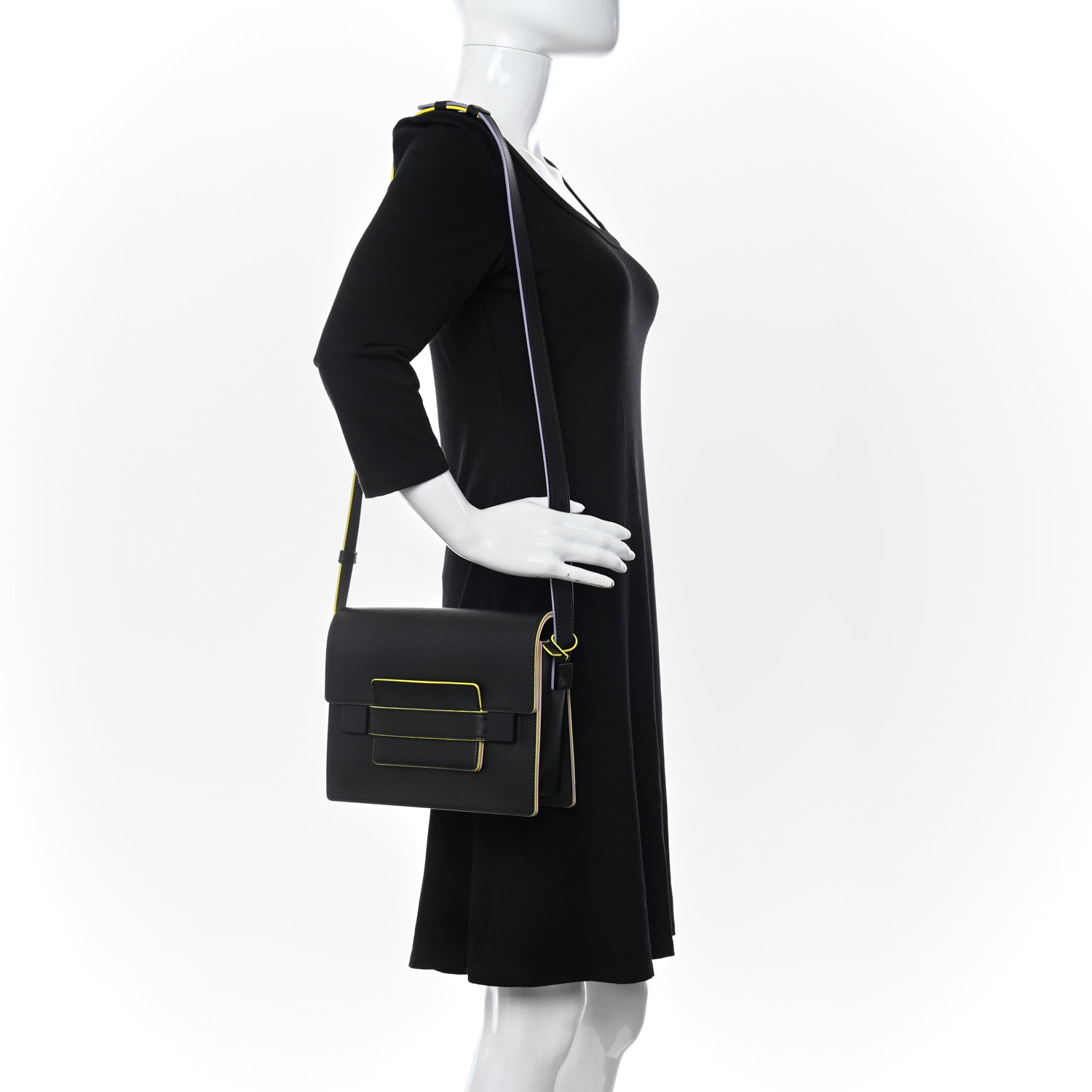 Delvaux Supple Calfskin Madame Ruban Shoulder Bag Black Rainbow 2 of 10