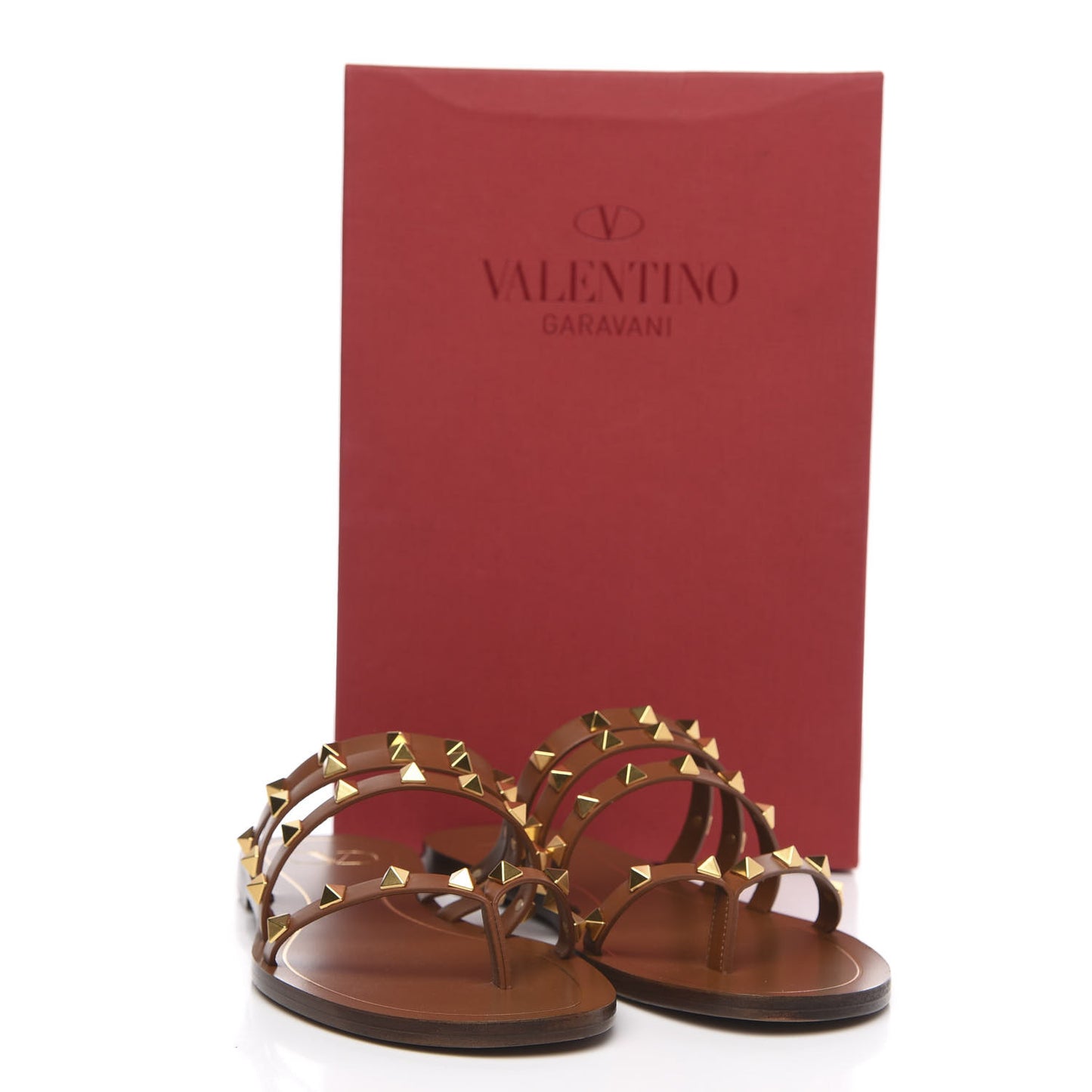 Calfskin Rockstud Flair Flat Thong Sandals 40 Selleria