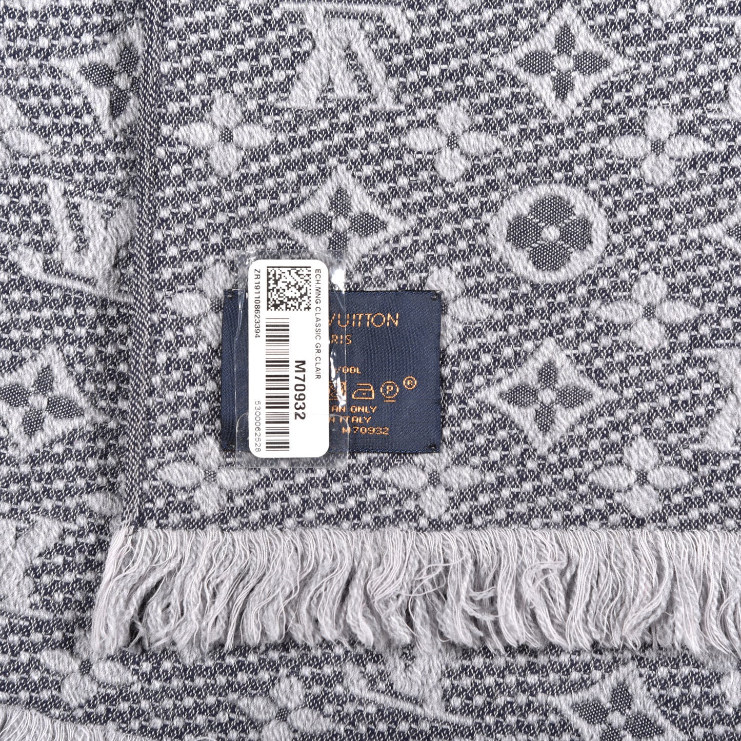 Wool Monogram Classic Scarf Grey