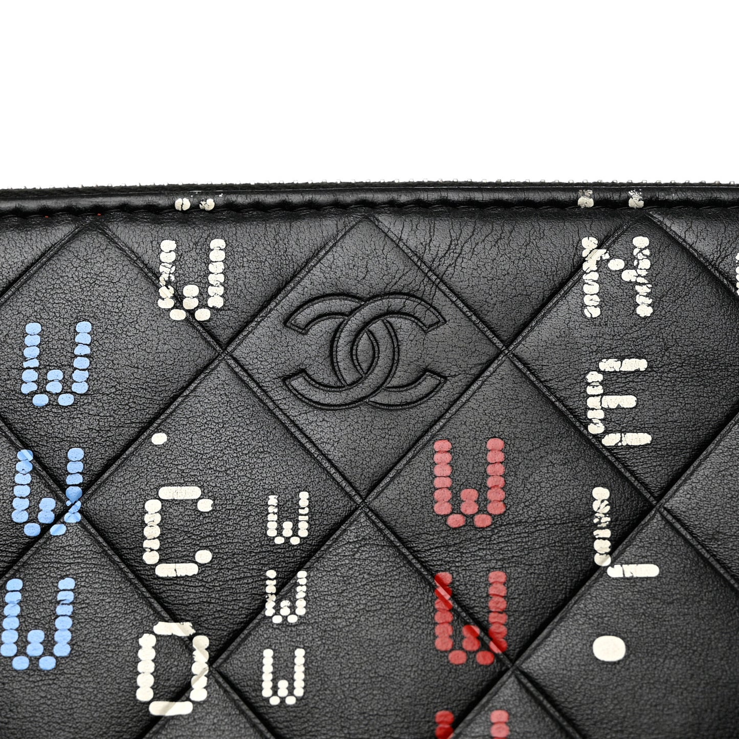Lambskin Quilted Large Data Center Cosmetic Case Black