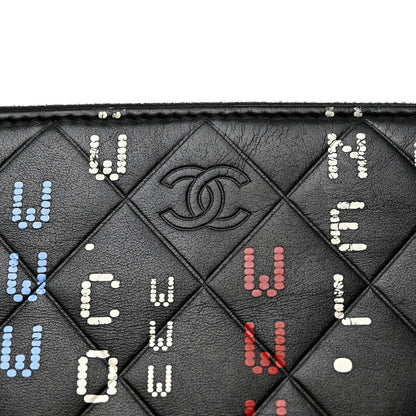 Chanel Lambskin Quilted Large Data Center Cosmetic Case Black 8 of 11