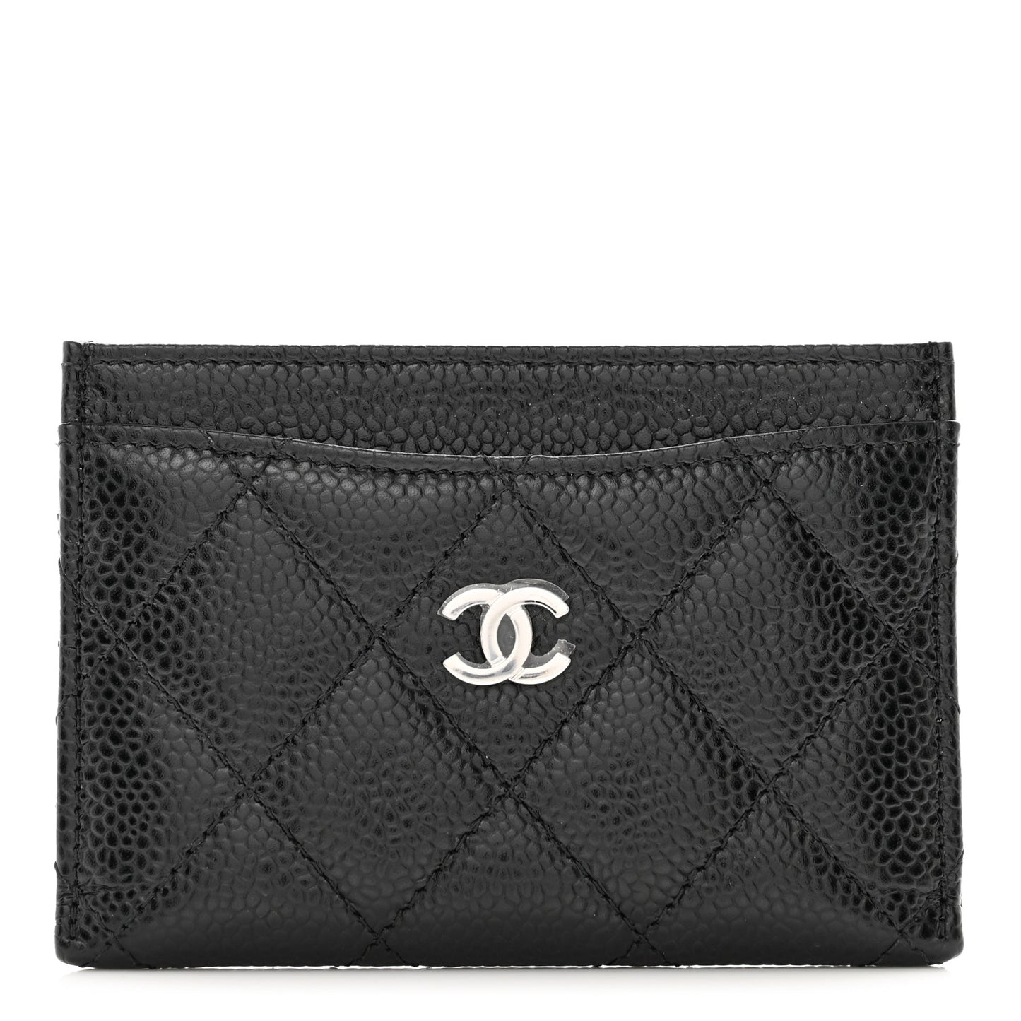Caviar Quilted Card Holder Black