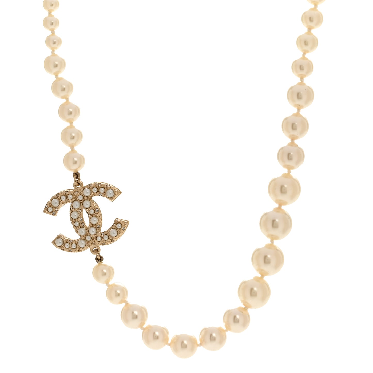 Pearl CC 100th Anniversary Necklace Light Gold