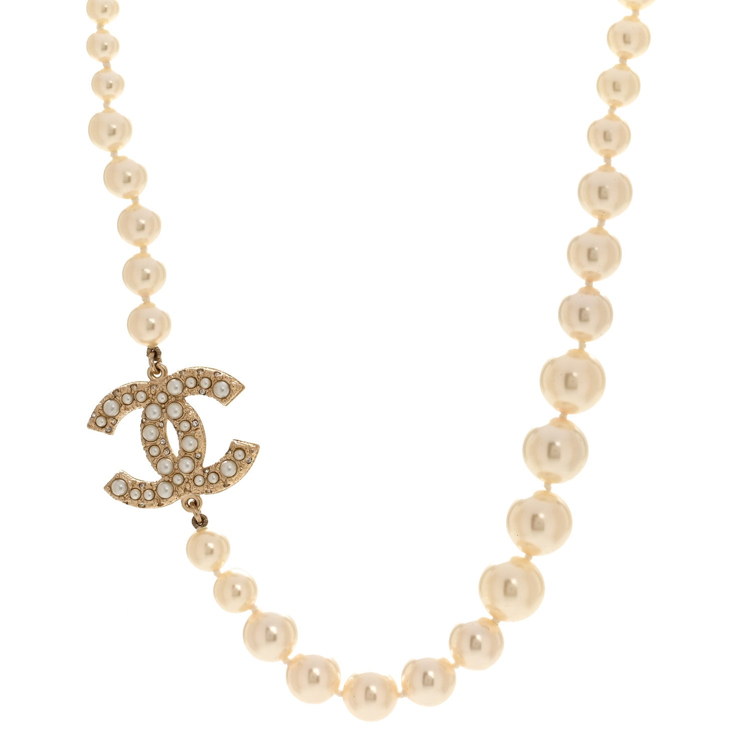 Chanel Pearl CC 100th Anniversary Necklace Light Gold 1 of 6