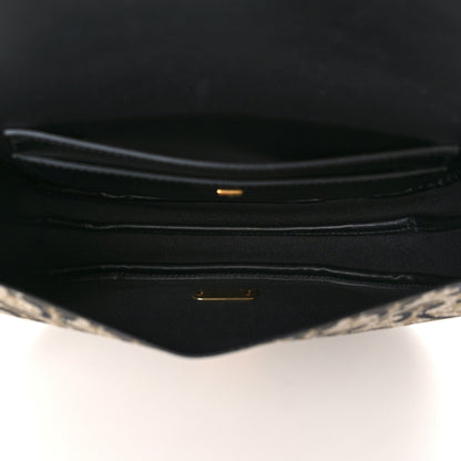 Salvatore Ferragamo Canvas Calfskin Gancini Saddle Bag Black Beige 5 of 10