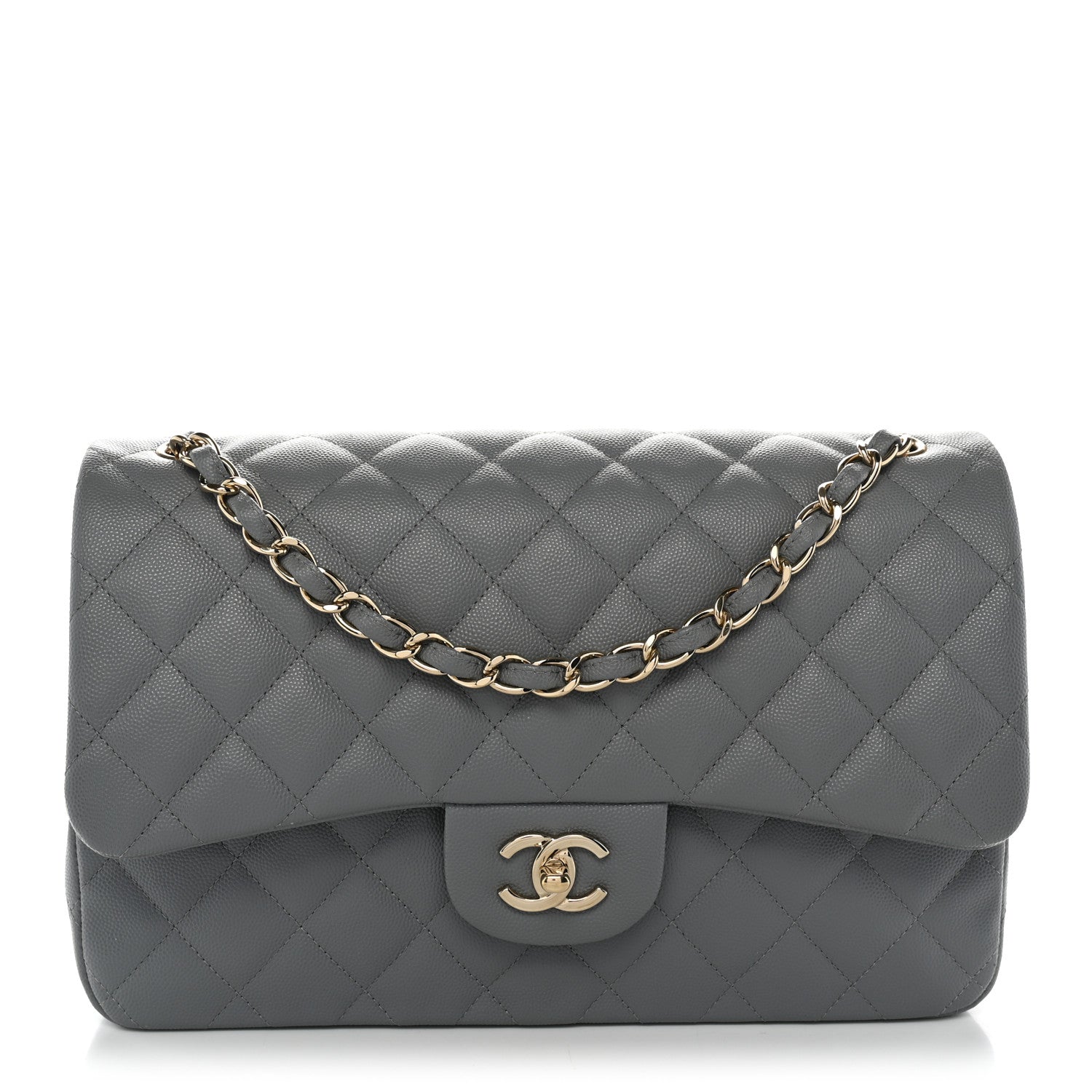 Chanel Caviar Quilted Jumbo Double Flap Grey 1 of 11