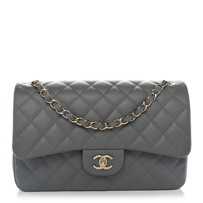 Chanel Caviar Quilted Jumbo Double Flap Grey 1 of 11