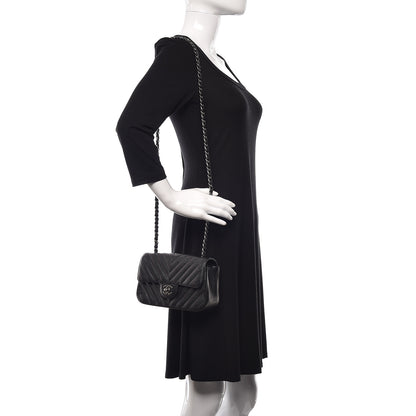 Chanel Iridescent Caviar Chevron Quilted Mini Rectangular Flap Black 2 of 10