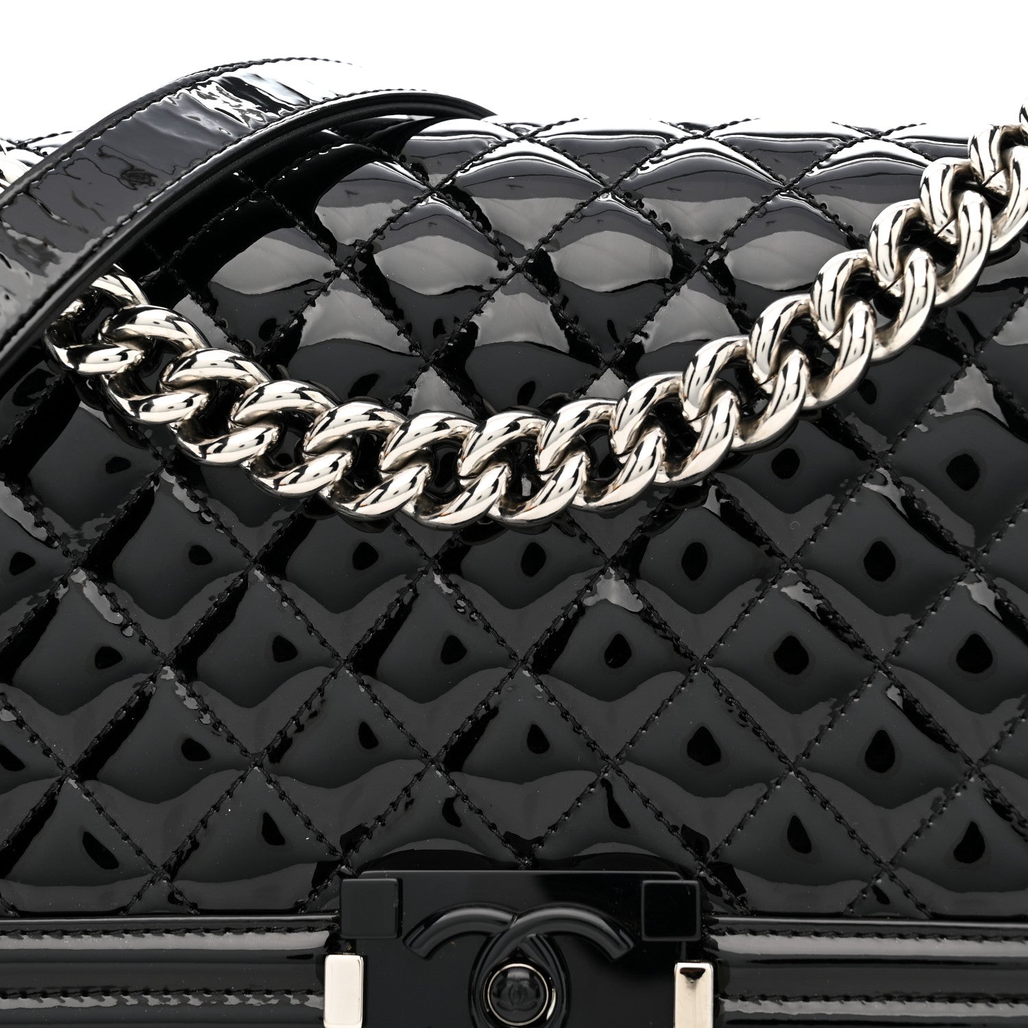 Chanel Patent Calfskin Quilted Medium Plexiglass Boy Flap Black 8 of 11