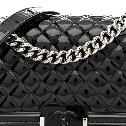 Chanel Patent Calfskin Quilted Medium Plexiglass Boy Flap Black 8 of 11