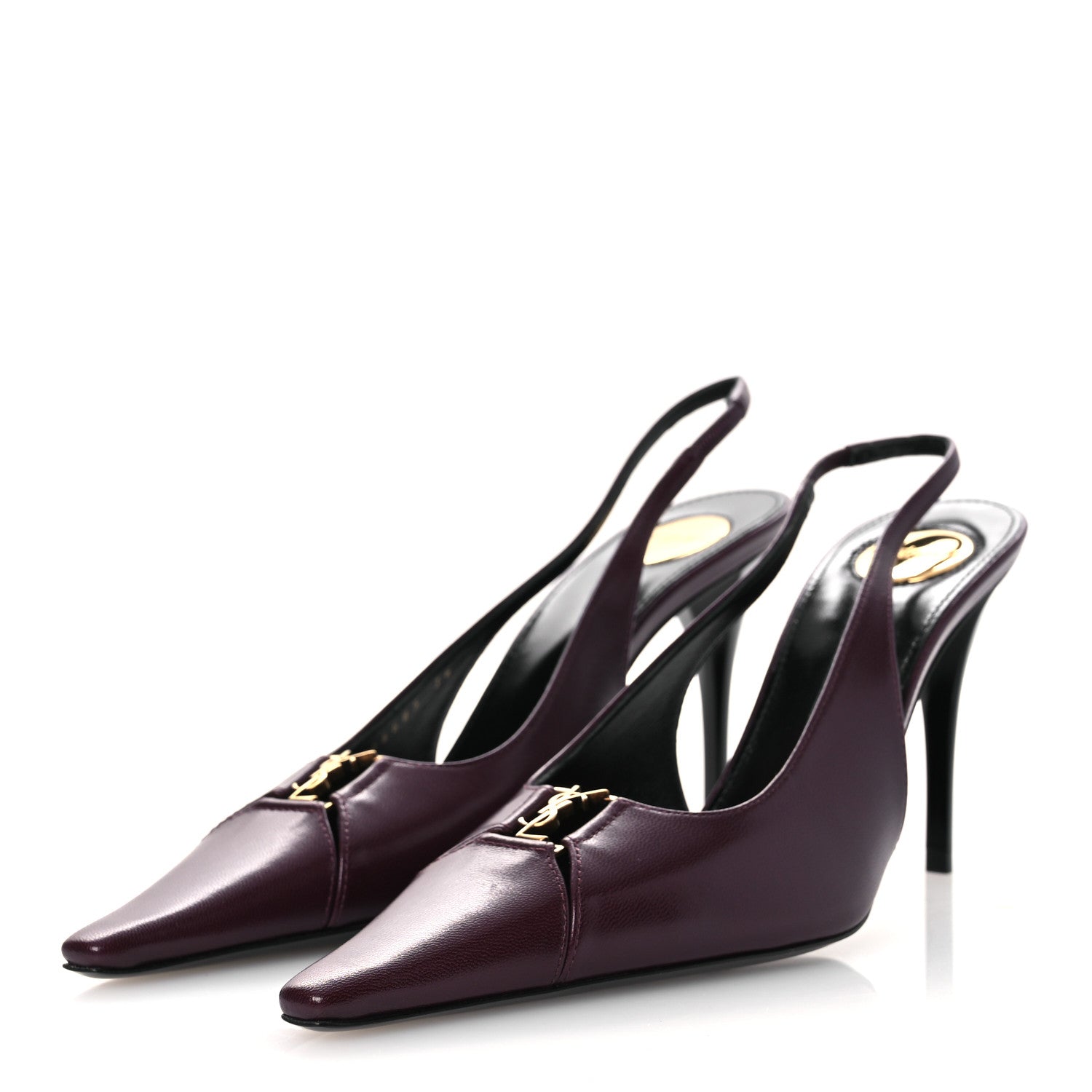 Saint Laurent Nappa Babylone Breteuil Slingback Pumps 36 Bordeaux 4 of 12