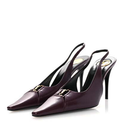 Saint Laurent Nappa Babylone Breteuil Slingback Pumps 36 Bordeaux 4 of 12