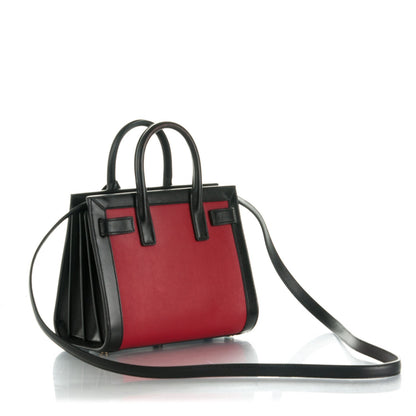 Saint Laurent Calfskin Bi-Color Nano Sac De Jour Red Black 4 of 7
