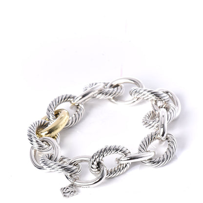 David Yurman Sterling Silver 18K Yellow Gold 19mm Extra Large Oval Link Bracelet 3 of 5