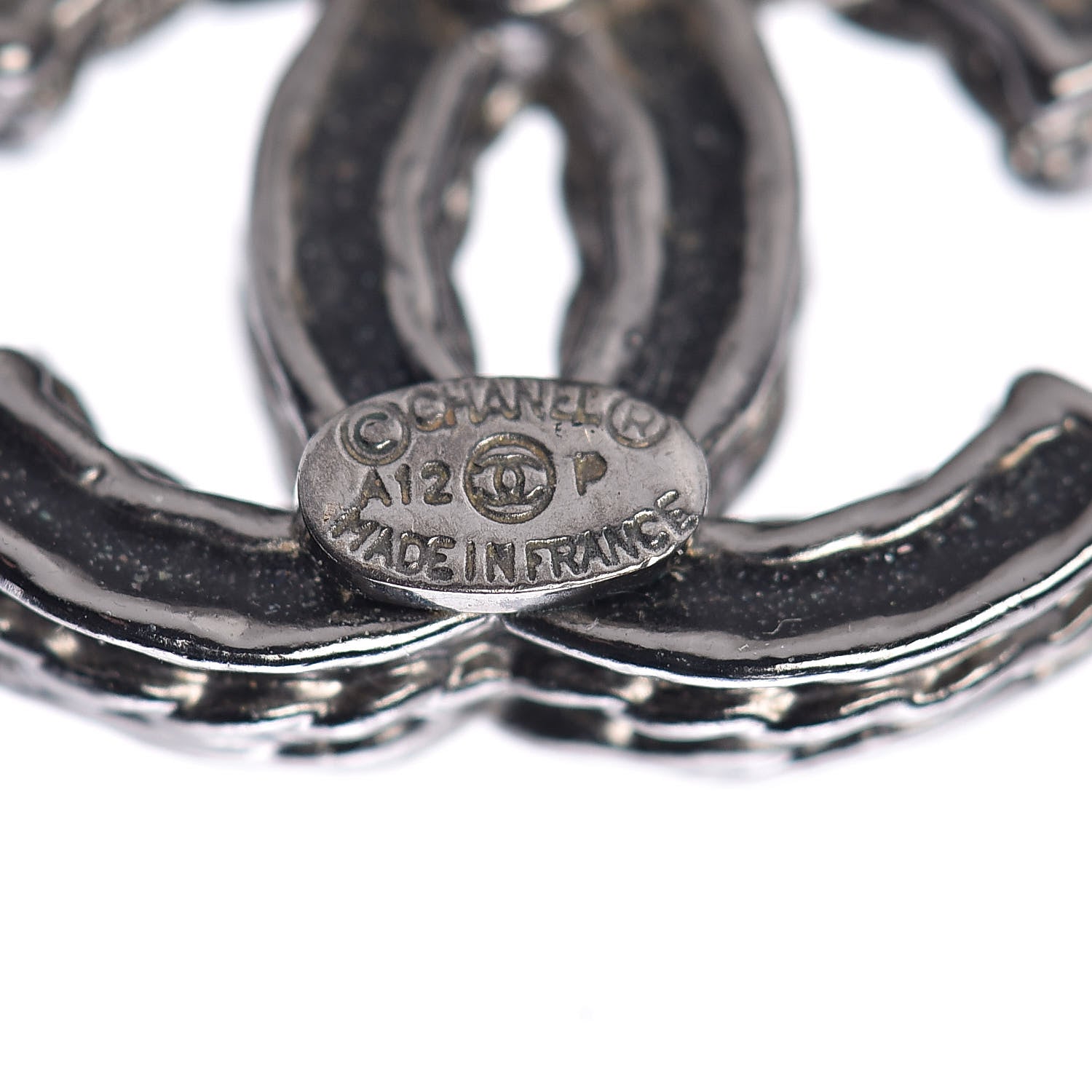 Chanel Ruthenium Crystal CC Earrings Silver Black 3 of 6