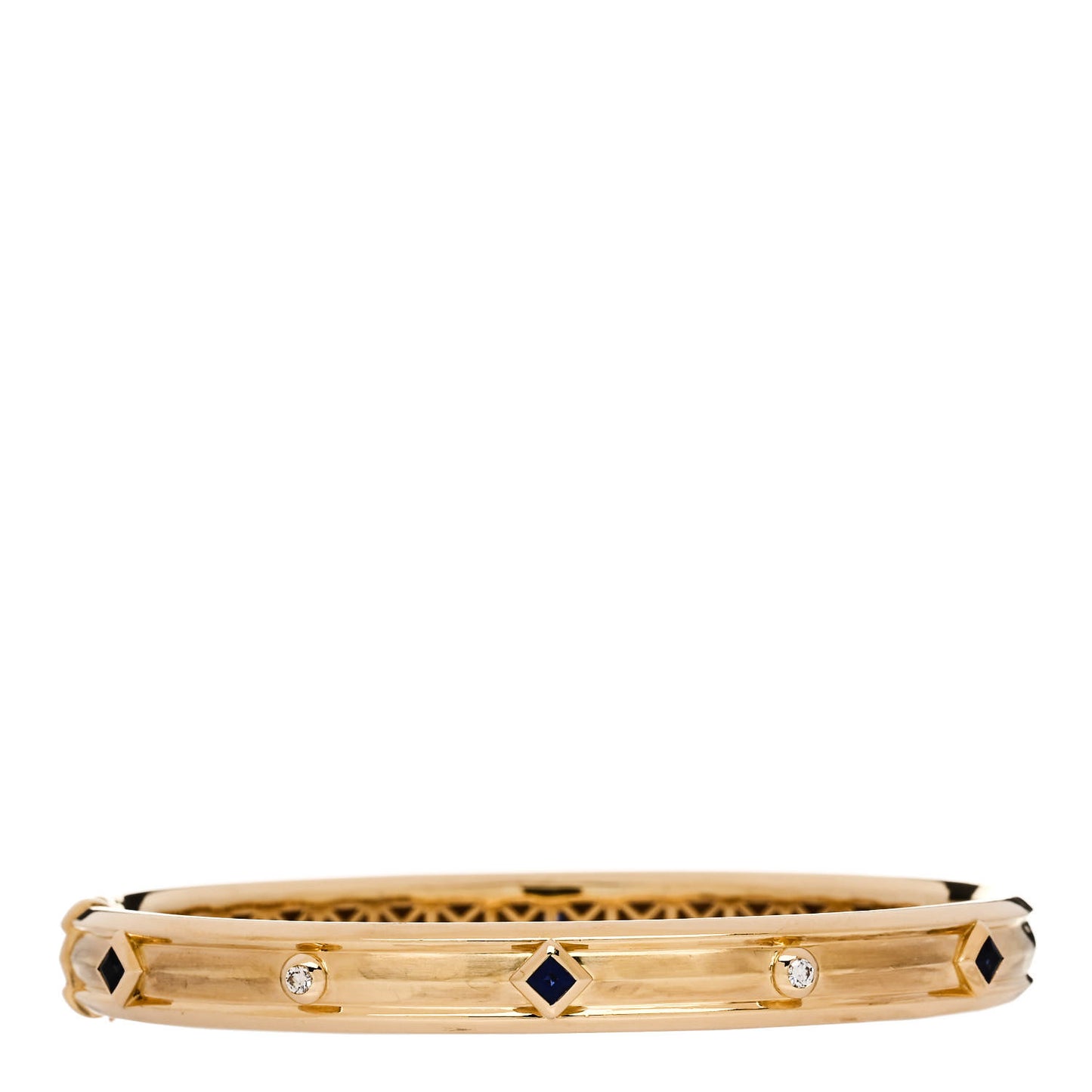 18K Yellow Gold Diamond Blue Sapphire Modern Renaissance Bracelet