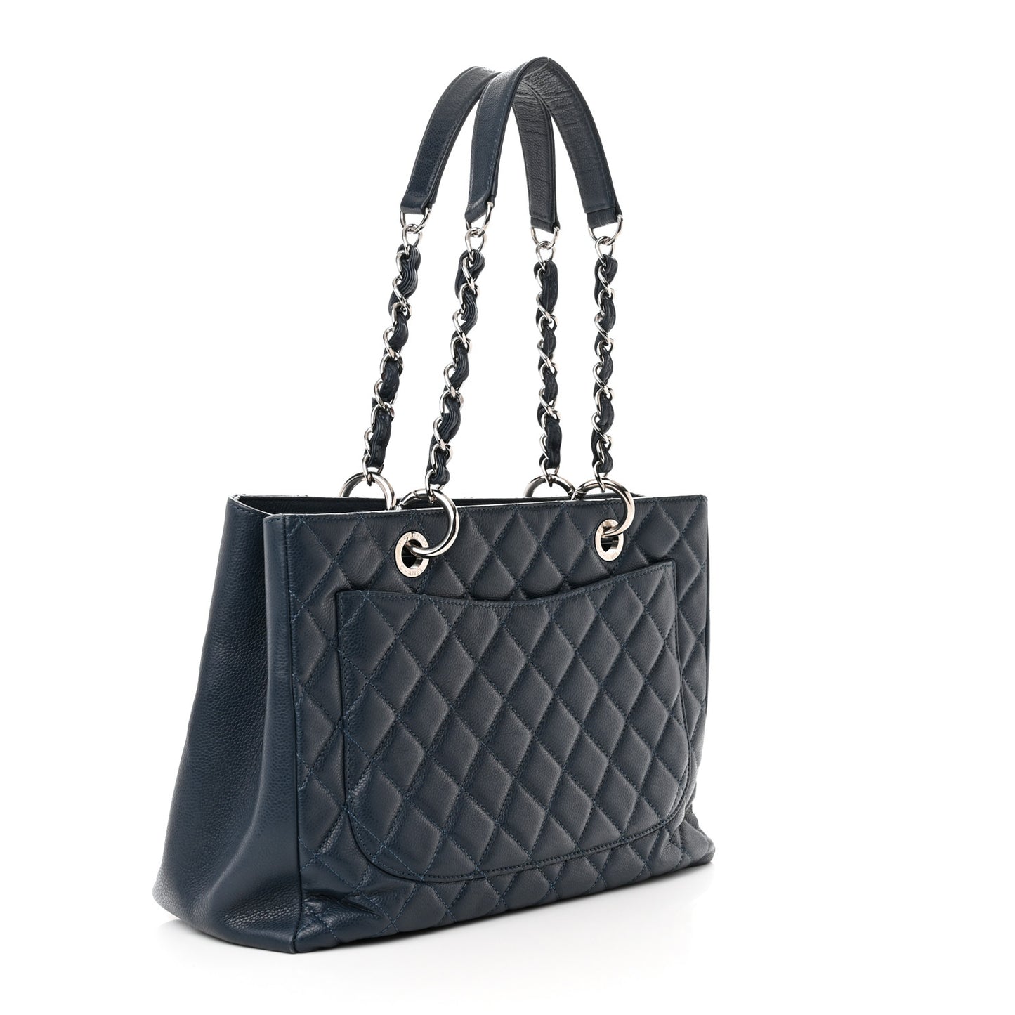 Caviar Quilted Grand Shopping Tote GST Dark Blue