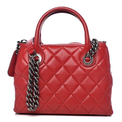 Chanel Shiny Sheepskin Quilted Small Shopping Tote Red 1 of 12