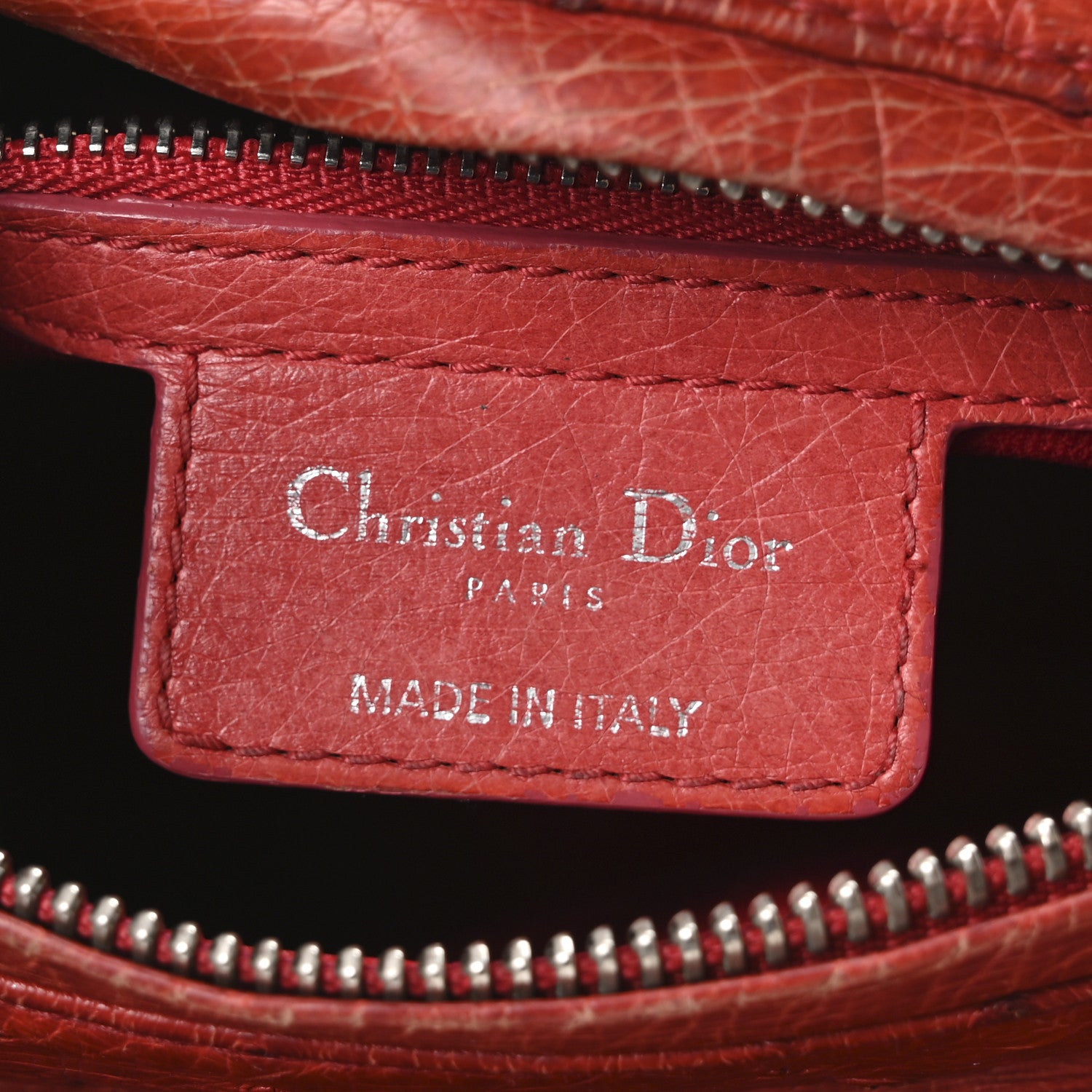 Christian Dior Ostrich Medium Lady Dior Red 5 of 10