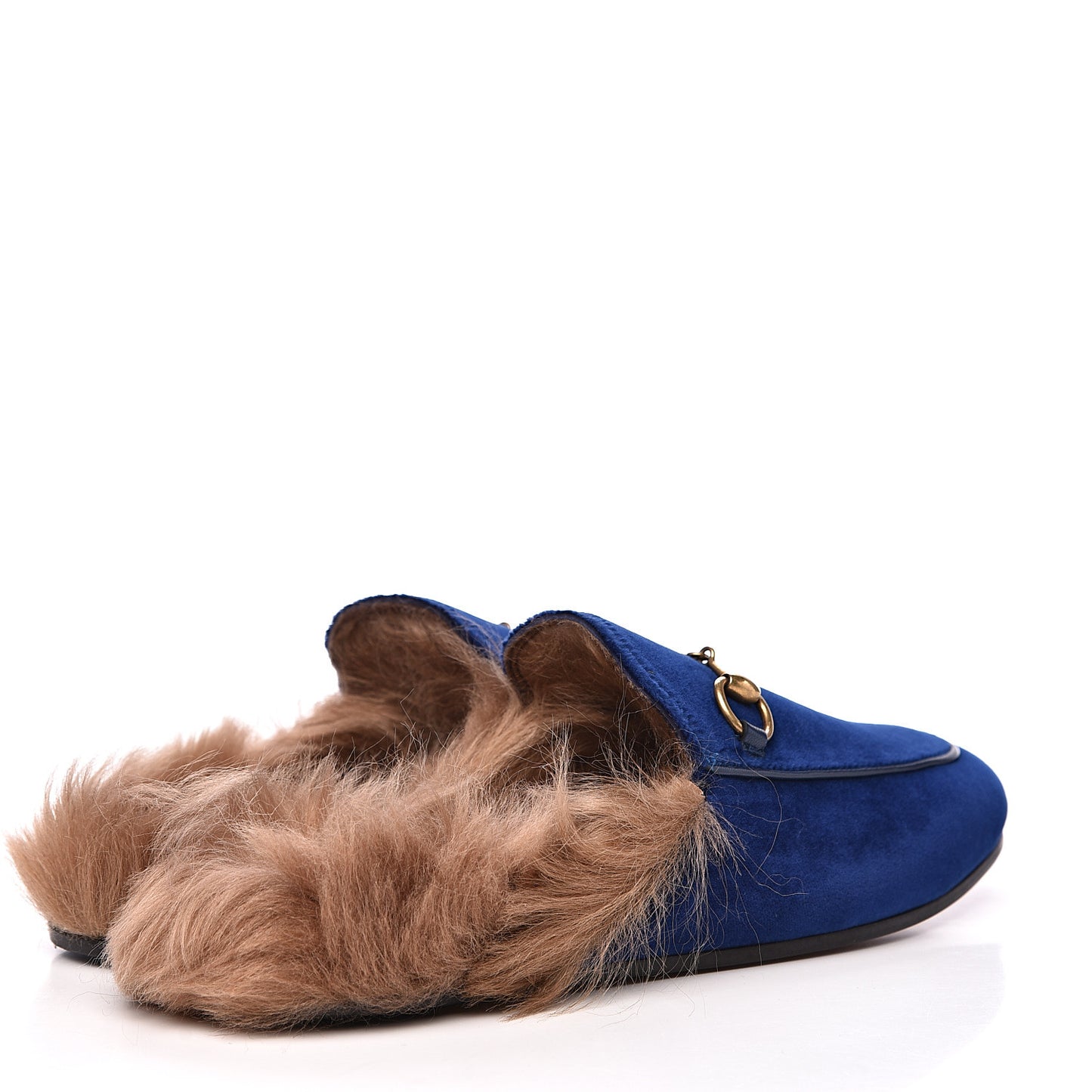 Velvet Fur Womens Princetown Slippers 35 Cobalt Blue