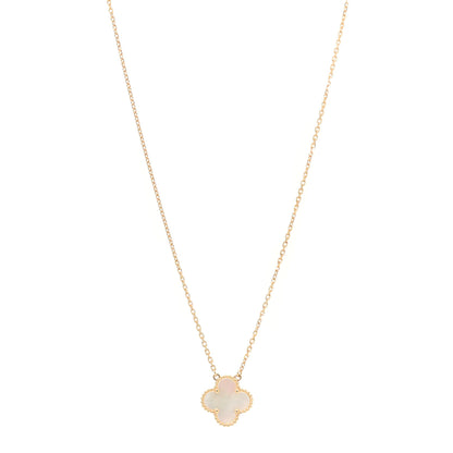 Van Cleef & Arpels 18K Yellow Gold Mother of Pearl Vintage Alhambra Pendant Necklace 1 of 7