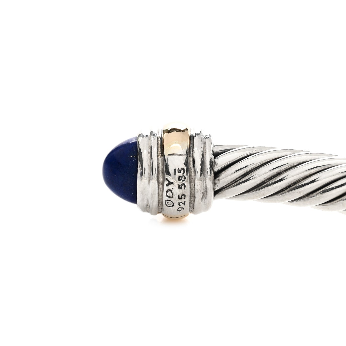 Sterling Silver 14K Yellow Gold Lapis Lazuli 5mm Cable Classics Bracelet