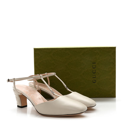 Gucci Nappa Charlotte Petite GG 55mm Slingback Pumps 40 New Mystic White 8 of 8