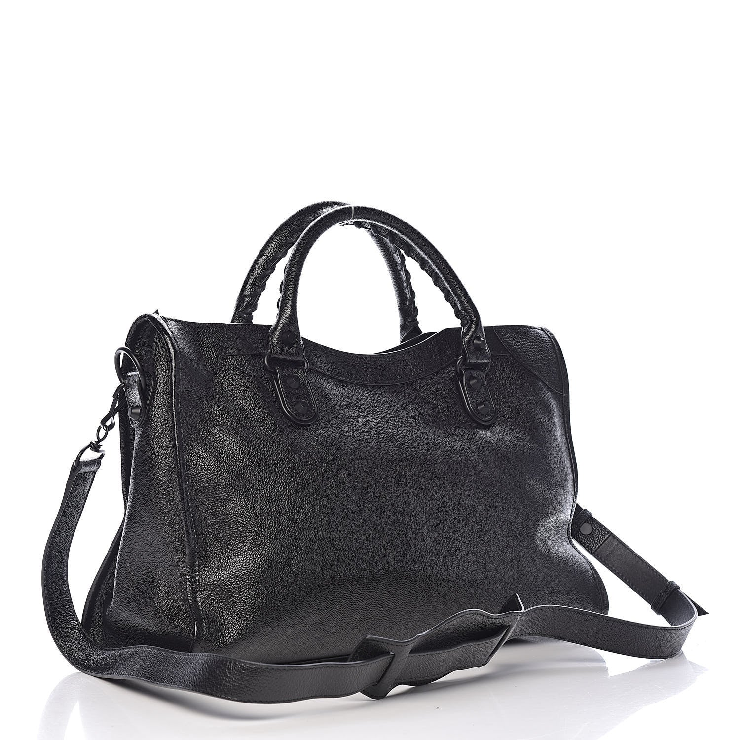 Balenciaga Shiny Grained Goatskin Black Metallic Edge City Black 3 of 9