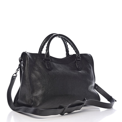 Balenciaga Shiny Grained Goatskin Black Metallic Edge City Black 3 of 9