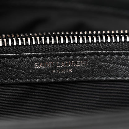 Saint Laurent Calfskin Crocodile Embossed Medium West Hollywood Monogram Fold-Over Black 8 of 11