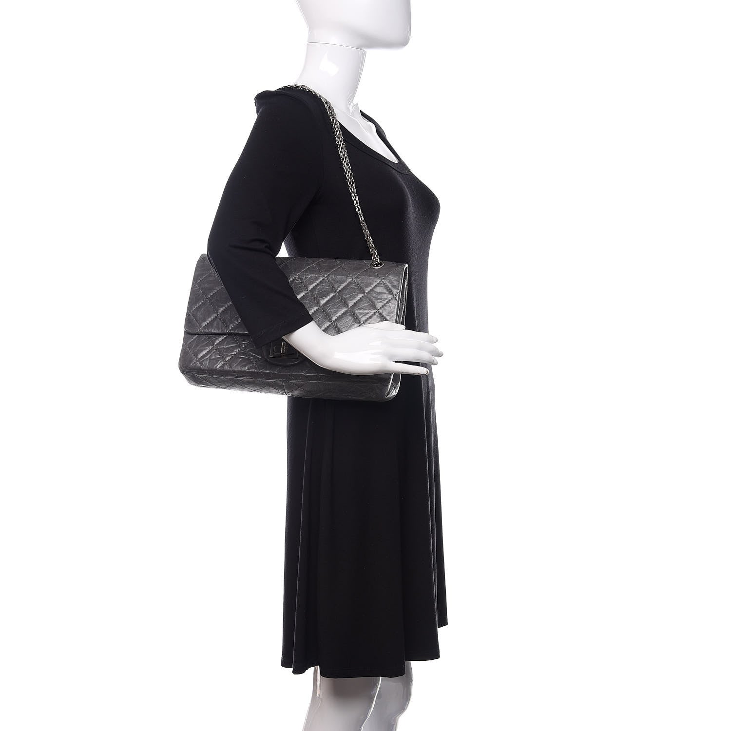 Chanel Aged Calfskin Quilted 50th Anniversary 2.55 Reissue 227 Flap Grey 2 of 14