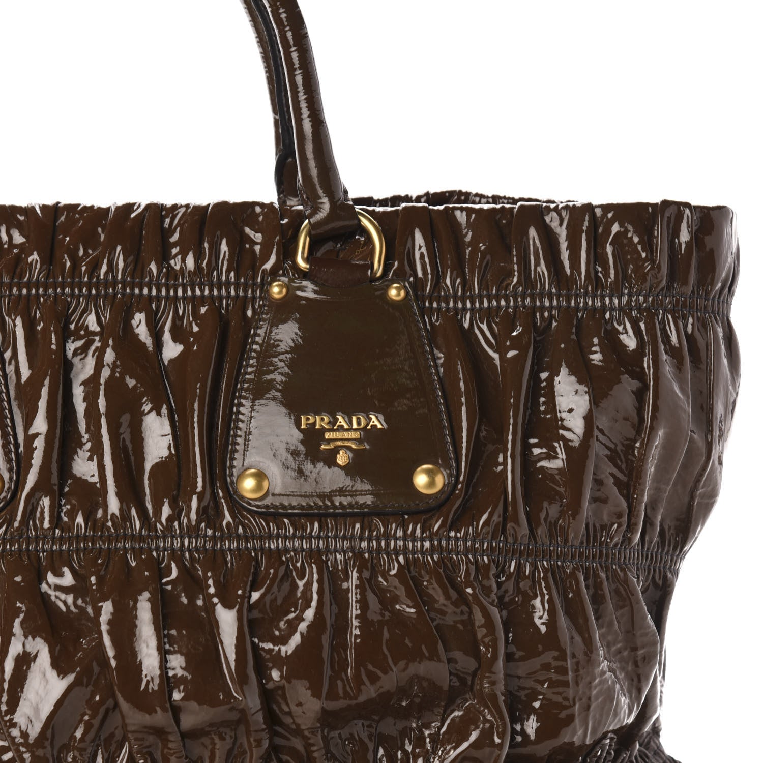 Prada Vernice Gaufre Tote Brown 10 of 10