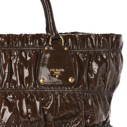 Prada Vernice Gaufre Tote Brown 10 of 10
