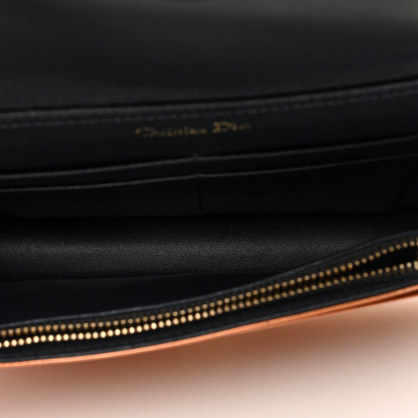 Metallic Patent Micro-Cannage Diorama Wallet on Chain Pouch Orange