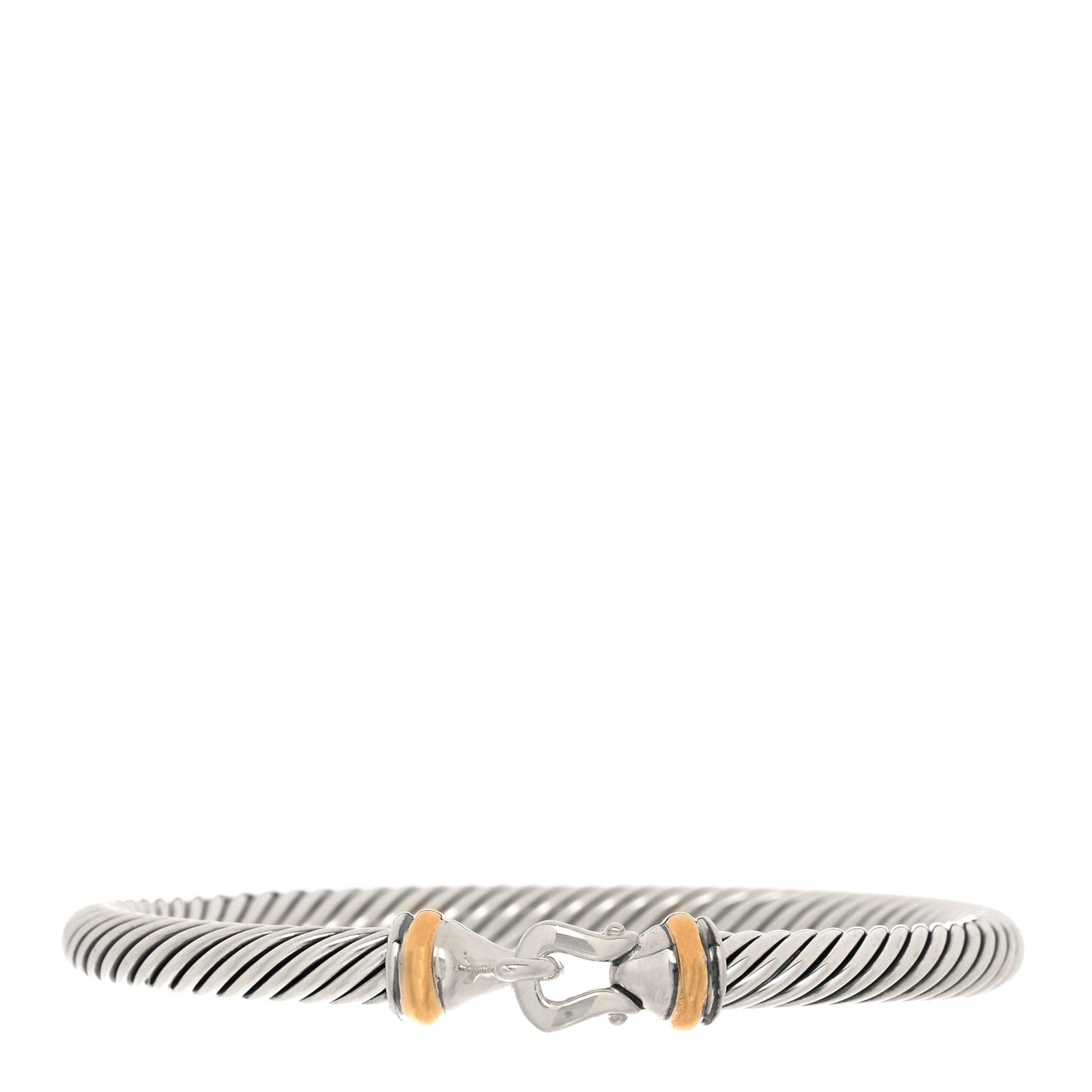 Sterling Silver 18K Yellow Gold 5mm Cable Classic Buckle Bracelet