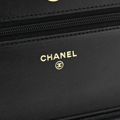 Chanel Lambskin Quilted Wallet On Chain WOC Black 6 of 11