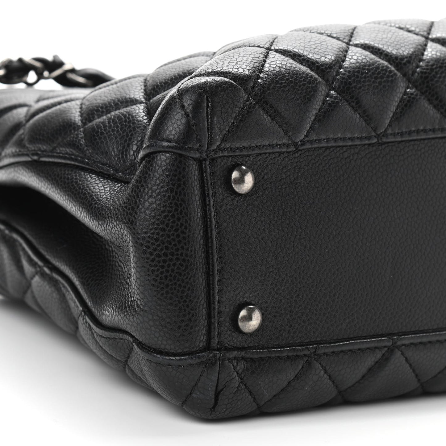 Caviar Quilted City Shopping Tote Black