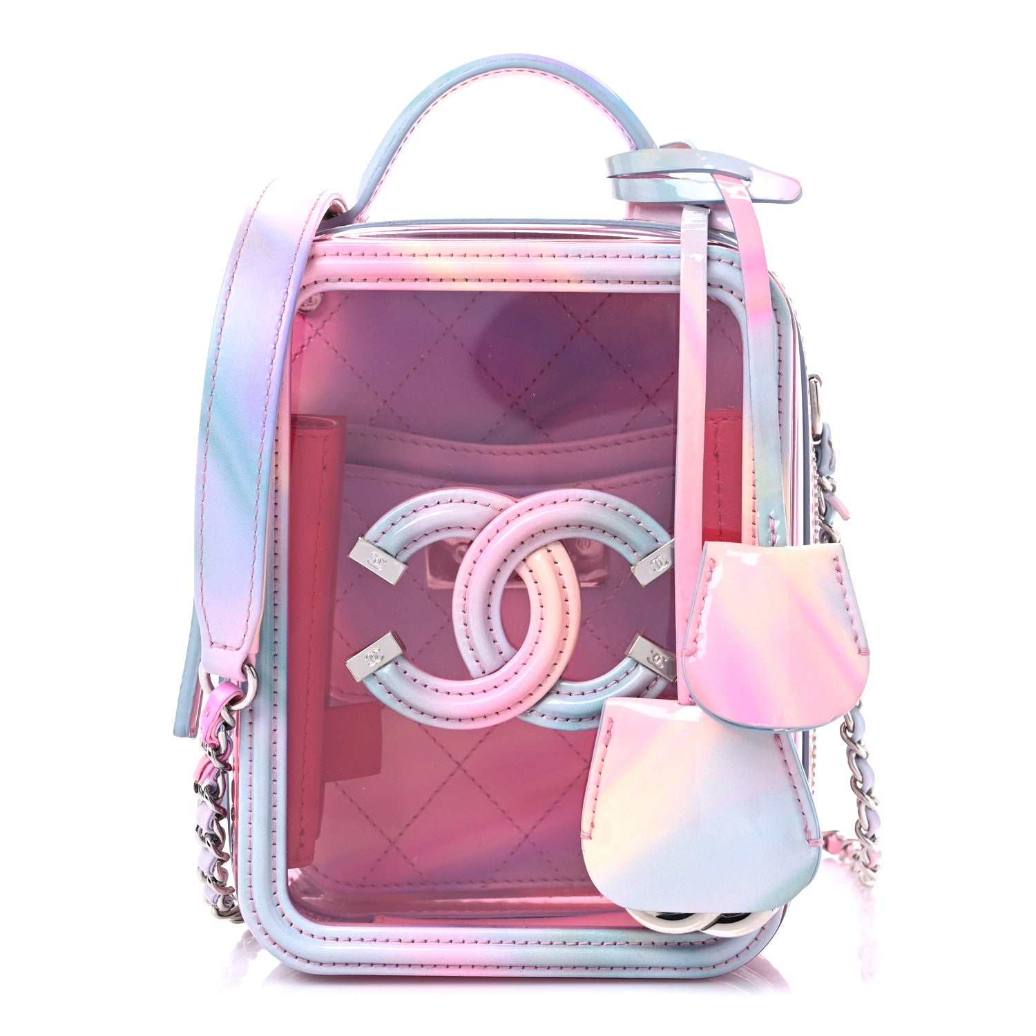 Chanel PVC Patent Calfskin Patent Lambskin Vertical Vanity Case Pink 1 of 9