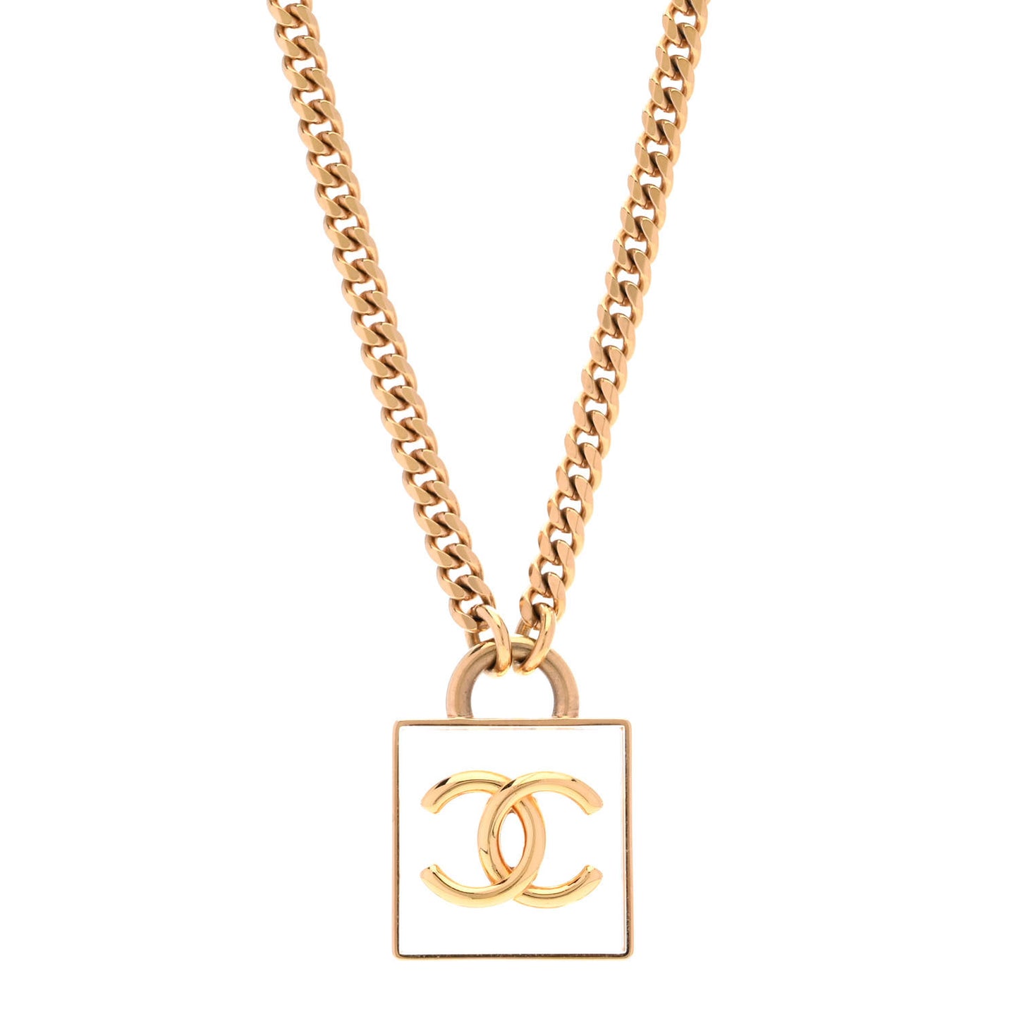 Metal Resin CC Square Necklace Gold Transparent