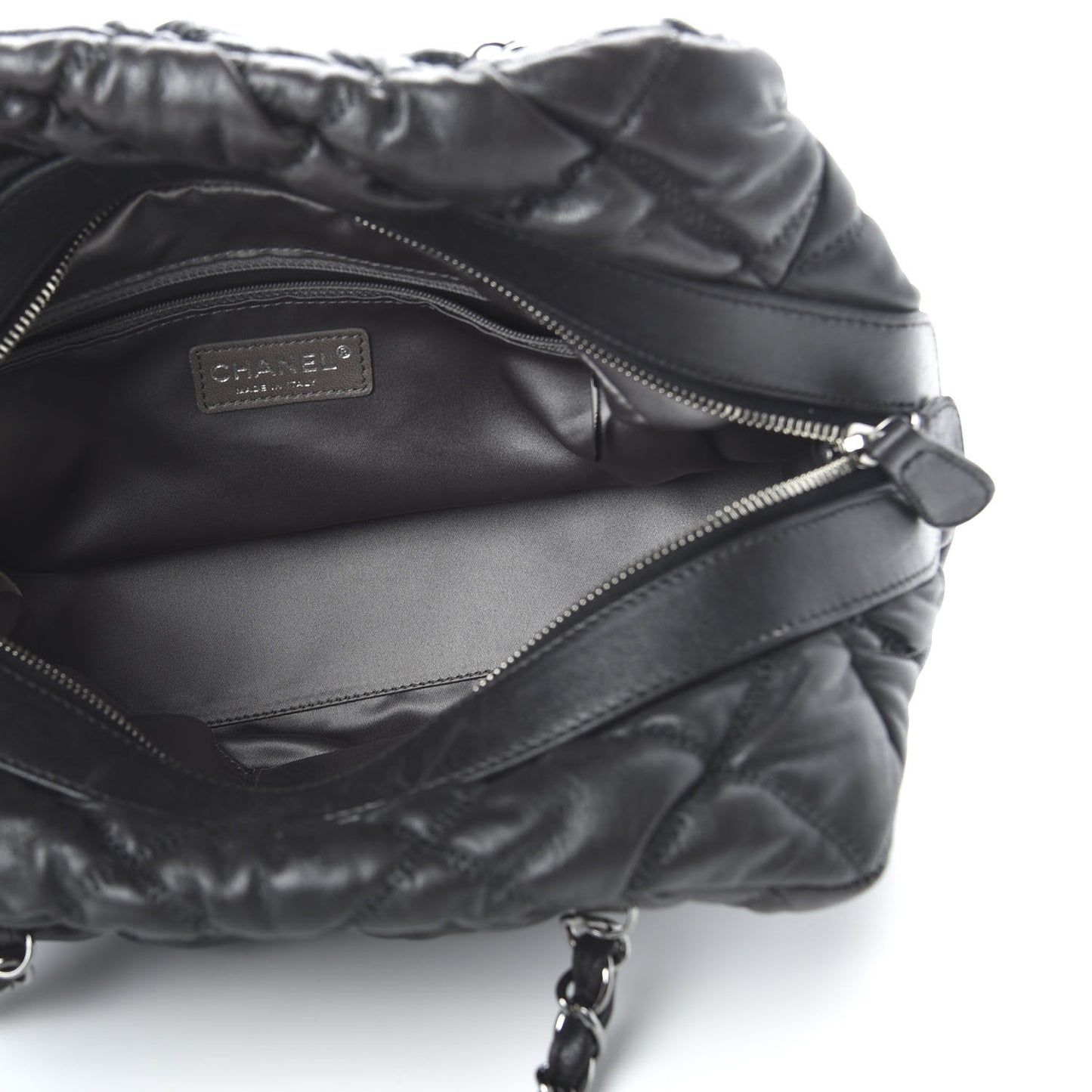 Lambskin Bubble Quilt Bowler Black