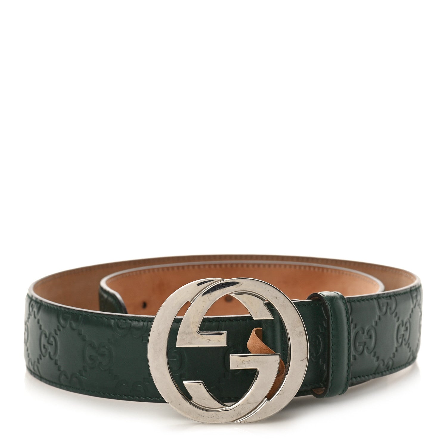 Gucci Guccissima Signature Interlocking G 40mm Belt 85 34 Green 1 of 5