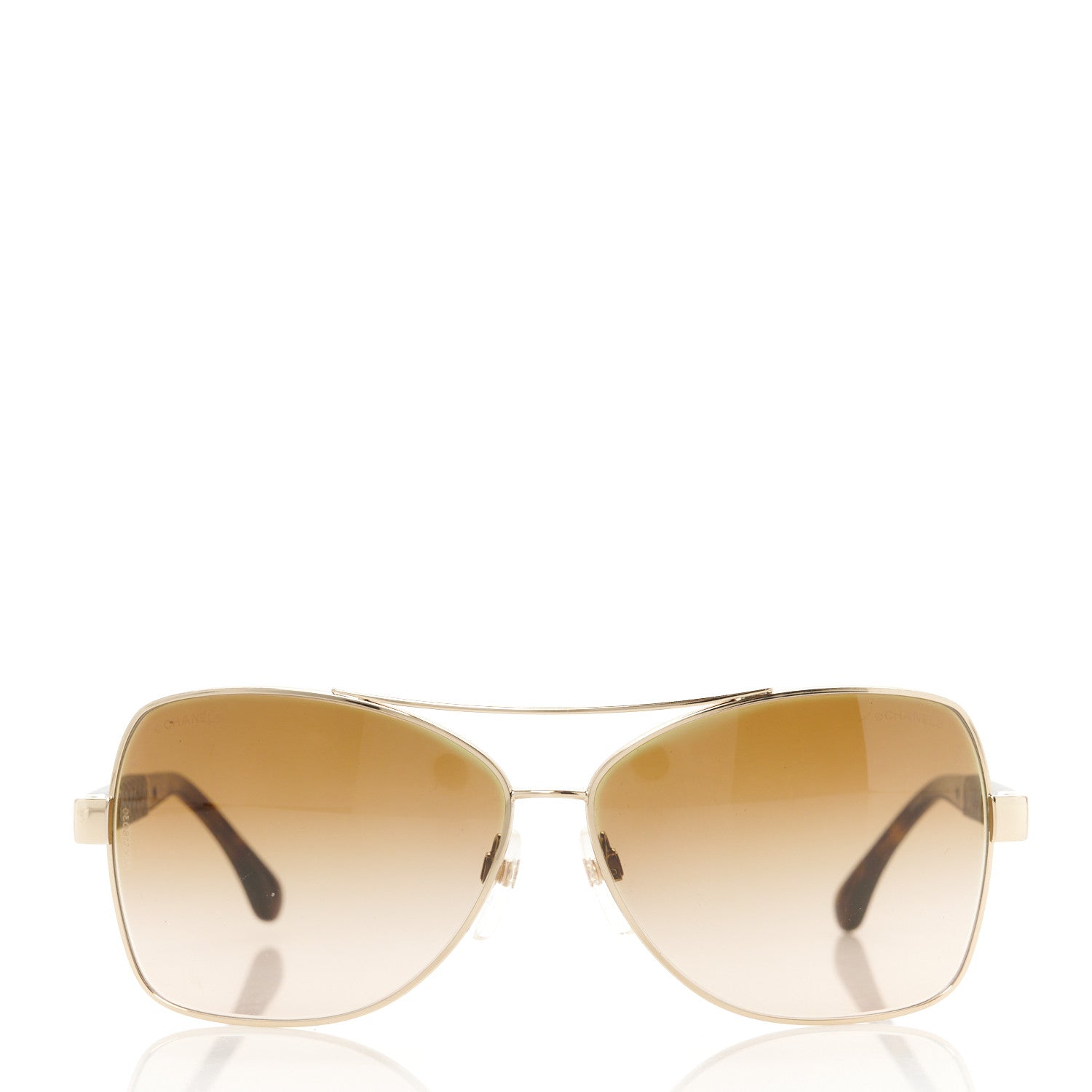 Chanel Lambskin Quilted CC Aviator Sunglasses 4195-Q Brown 2 of 7