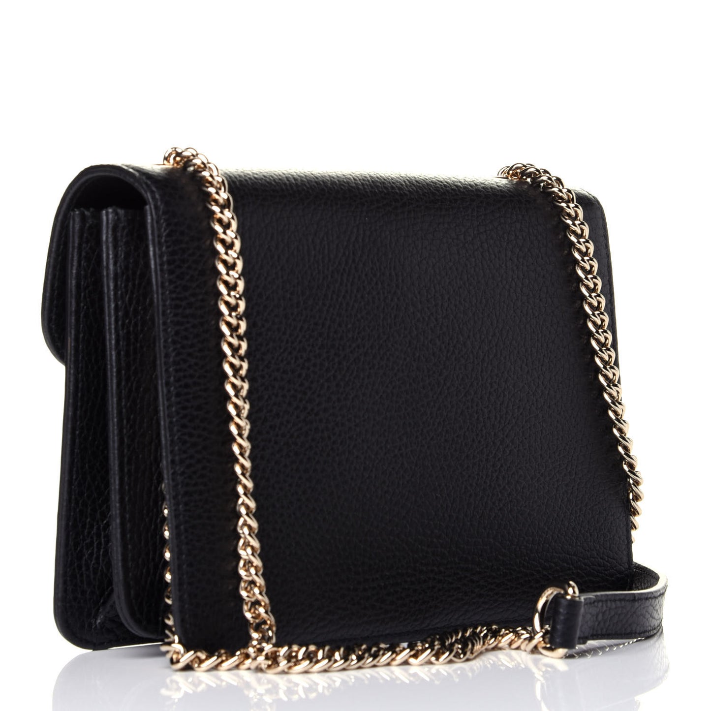 Dollar Calfskin Small Interlocking G Shoulder Bag Black