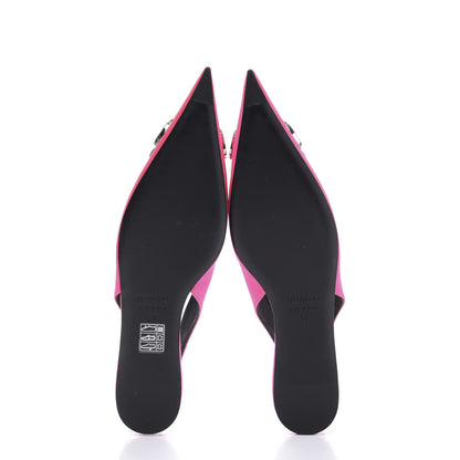 Balenciaga Satin BB Knife Pointy Toe Slingback Flats 37 Neon Pink 5 of 8