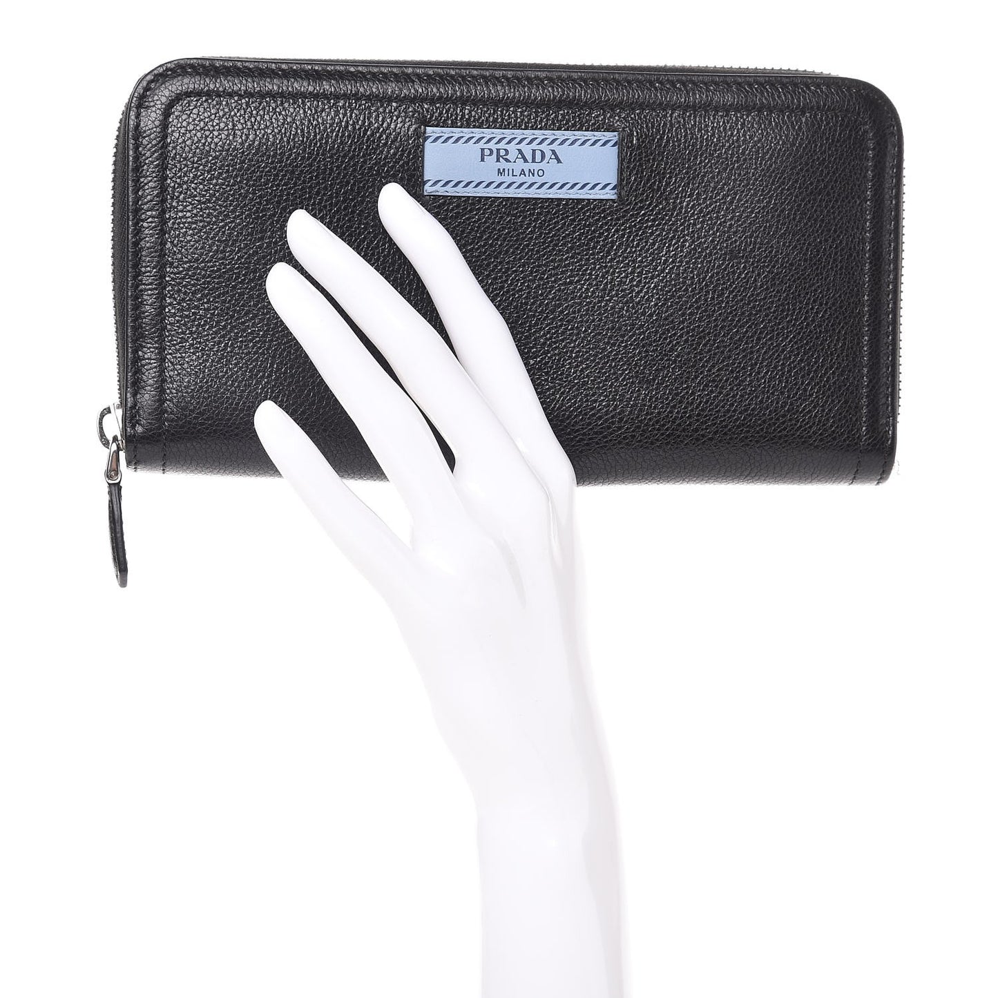 Glace Calf Etiquette Zip Around Wallet Black