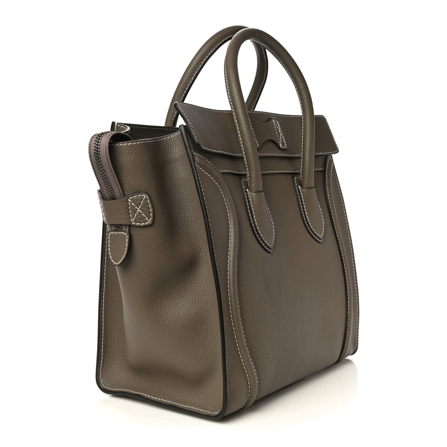 Drummed Calfskin Mini Luggage Bag Souris