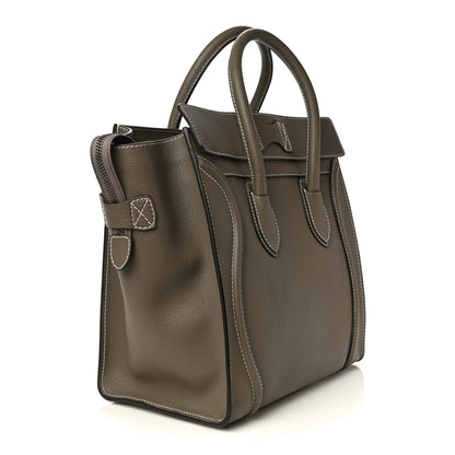 Celine Drummed Calfskin Mini Luggage Bag Souris 2 of 9