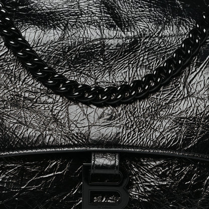 Balenciaga Crushed Calfskin Monochrome Medium Crush Chain Bag Black 8 of 10